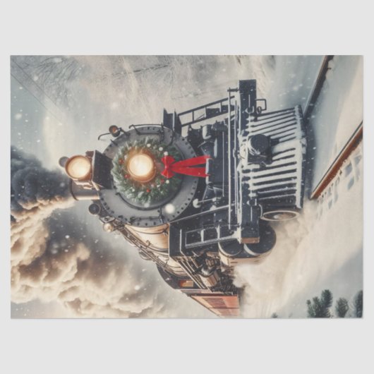 Kersttrein met Holiday Wreath Decoupage Tissuepapier (Voorkant)