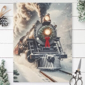 Kersttrein met Holiday Wreath Decoupage Tissuepapier