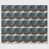 Kersttrein met Santa Thumbs Up Cadeaupapier (Vlak)