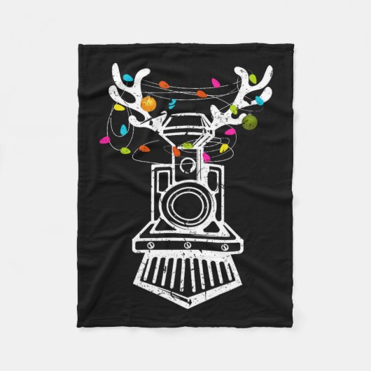 Kersttrein met wieltreinen fleece deken (Voorkant)