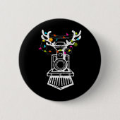 Kersttrein met wieltreinen ronde button 5,7 cm (Voorkant)