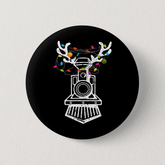 Kersttrein met wieltreinen ronde button 5,7 cm (Voorkant)