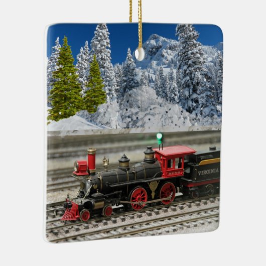  kersttrein met wintersneeuw keramisch ornament (Rechts)