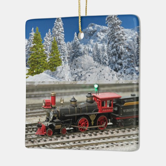  kersttrein met wintersneeuw keramisch ornament (Links)