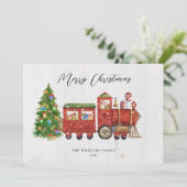  kersttrein, niet-foto feestdagenkaart (Staand voorkant)