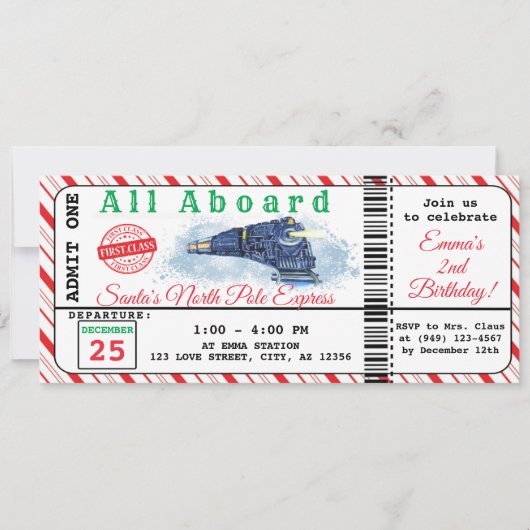 Kersttrein Noordpool Birthday Kaart (Voorkant)