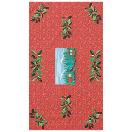 Kersttrein op rood tafelkleed (Voorkant)