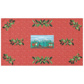 Kersttrein op rood tafelkleed (Voorkant (Horizontaal))