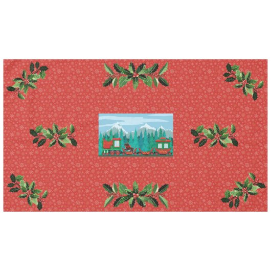 Kersttrein op rood tafelkleed (Voorkant (Horizontaal))