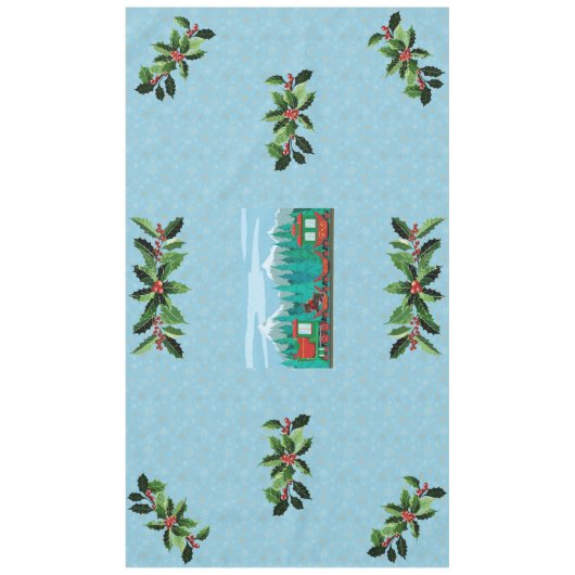 Kersttrein op Sky Blue Tafelkleed (Voorkant)