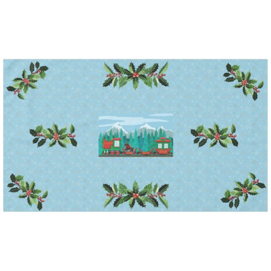 Kersttrein op Sky Blue Tafelkleed (Voorkant (Horizontaal))