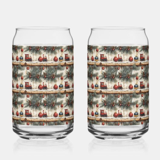 Kersttrein Ornamenten Pine Branches Blikvorm Glas (Rechts)