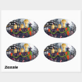 Kersttrein Ovale Sticker (Vel)