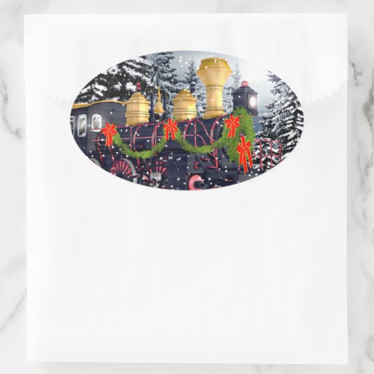 Kersttrein Ovale Sticker (Tas)