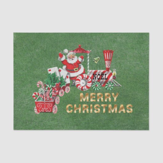 Kersttrein Pepermunt Wielen Santa Letters Tissuepapier (Voorkant)