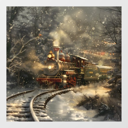 Kersttrein Raamsticker (Vel)