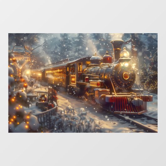 Kersttrein Raamsticker (Vel)