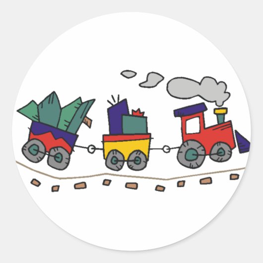 Kersttrein Ronde Sticker (Voorkant)