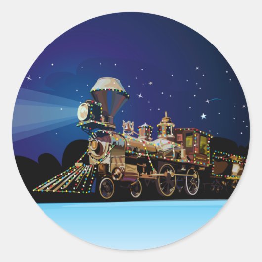Kersttrein Ronde Sticker (Voorkant)