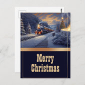 Kersttrein  schilderij briefkaart (Voorkant / Achterkant)