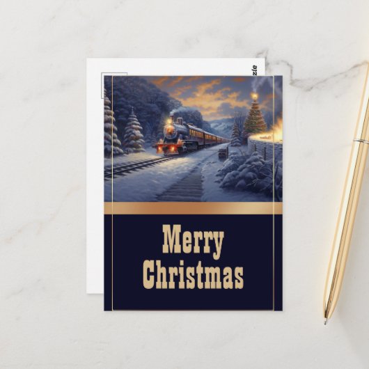 Kersttrein  schilderij briefkaart (Voorkant / Achterkant in situ)