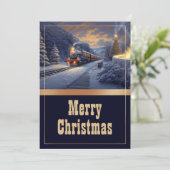 Kersttrein  schilderij feestdagenkaart (Staand voorkant)