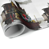 Kersttrein uit de oude doos, 30" x 6' cadeaupapier (Rol Hoek)