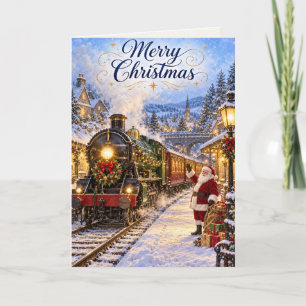 Kersttrein van de Kerstman Besneeuwd Dorp Kaart