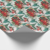 Kersttrein van de Kerstman vintage Cadeaupapier (Hoek)