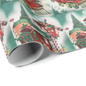 Kersttrein van de Kerstman vintage Cadeaupapier (Rol Hoek)