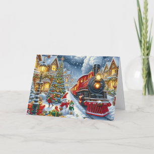 Kersttrein van Kerstmans dorp Feestdagen Kaart