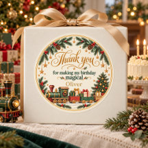 Kersttrein Verjaardag Bedankt Sticker