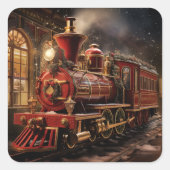 Kersttrein Vierkante Sticker (Voorkant)