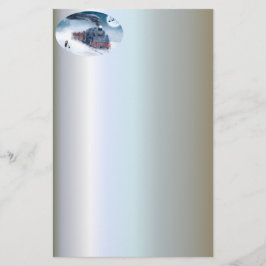 Kersttrein voor middernacht met meisje en Kerstman Briefpapier