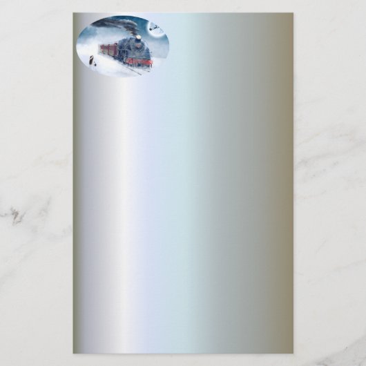 Kersttrein voor middernacht met meisje en Kerstman Briefpapier (Voorkant)