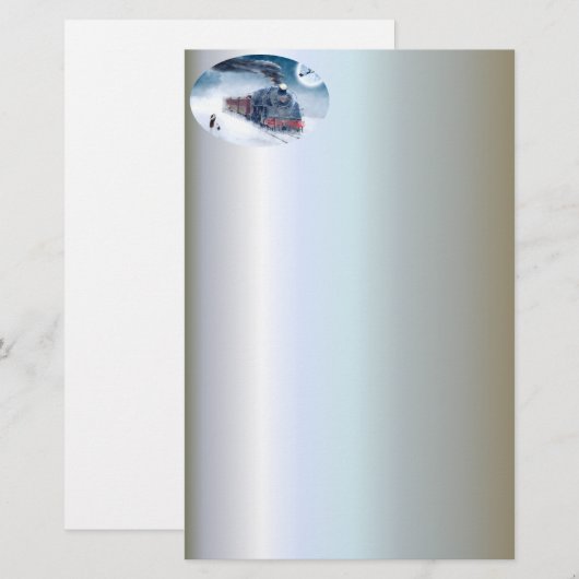 Kersttrein voor middernacht met meisje en Kerstman Briefpapier (Voorkant / Achterkant)