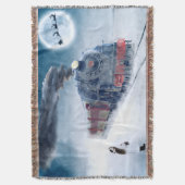 Kersttrein voor middernacht met meisje en Kerstman Deken (Voorkant Verticaal)