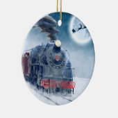 Kersttrein voor middernacht met meisje en Kerstman Keramisch Ornament (Rechts)
