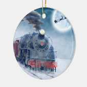 Kersttrein voor middernacht met meisje en Kerstman Keramisch Ornament (Links)