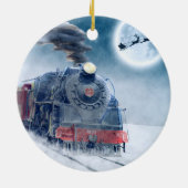 Kersttrein voor middernacht met meisje en Kerstman Keramisch Ornament (Achterkant)