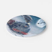 Kersttrein voor middernacht met meisje en Kerstman Papieren Bordje (Gekanteld)