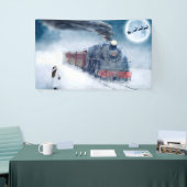 Kersttrein voor middernacht met meisje en Kerstman Spandoek (Beurs)