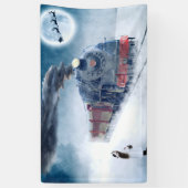 Kersttrein voor middernacht met meisje en Kerstman Spandoek (Verticaal)