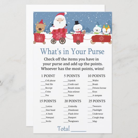 Kersttrein Wat zit er in je handtas? (Voorkant / Achterkant)