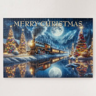 Kersttrein Weerspiegeld in Maanverlicht Meer Legpuzzel