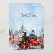 Kersttrein winter  feestdagenkaart (Voorkant / Achterkant)