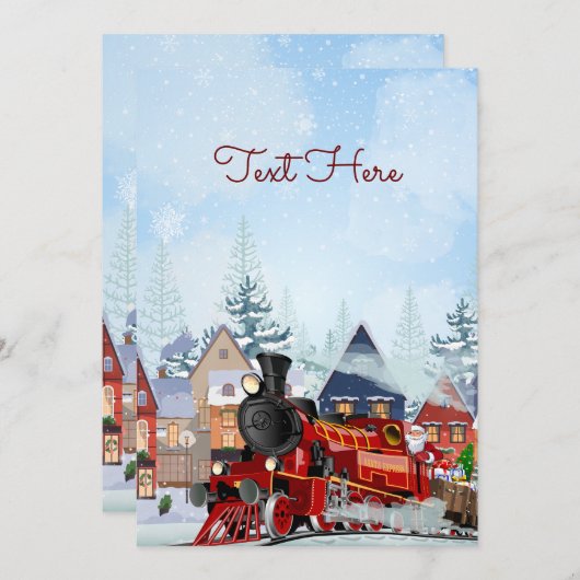 Kersttrein winter  feestdagenkaart (Voorkant / Achterkant)