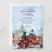 Kersttrein winterverjaardag Uitnodiging (Voorkant)