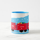 kersttreincadeau tweekleurige koffiemok (Center)