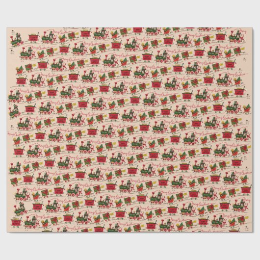 Kersttreinen Verpakkingspapier Cadeaupapier (Vlak)